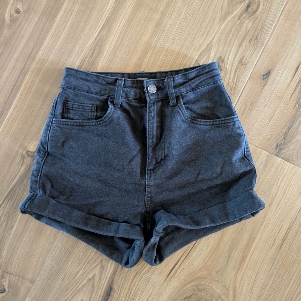 Cotton On Black High Waist Denim Shorts